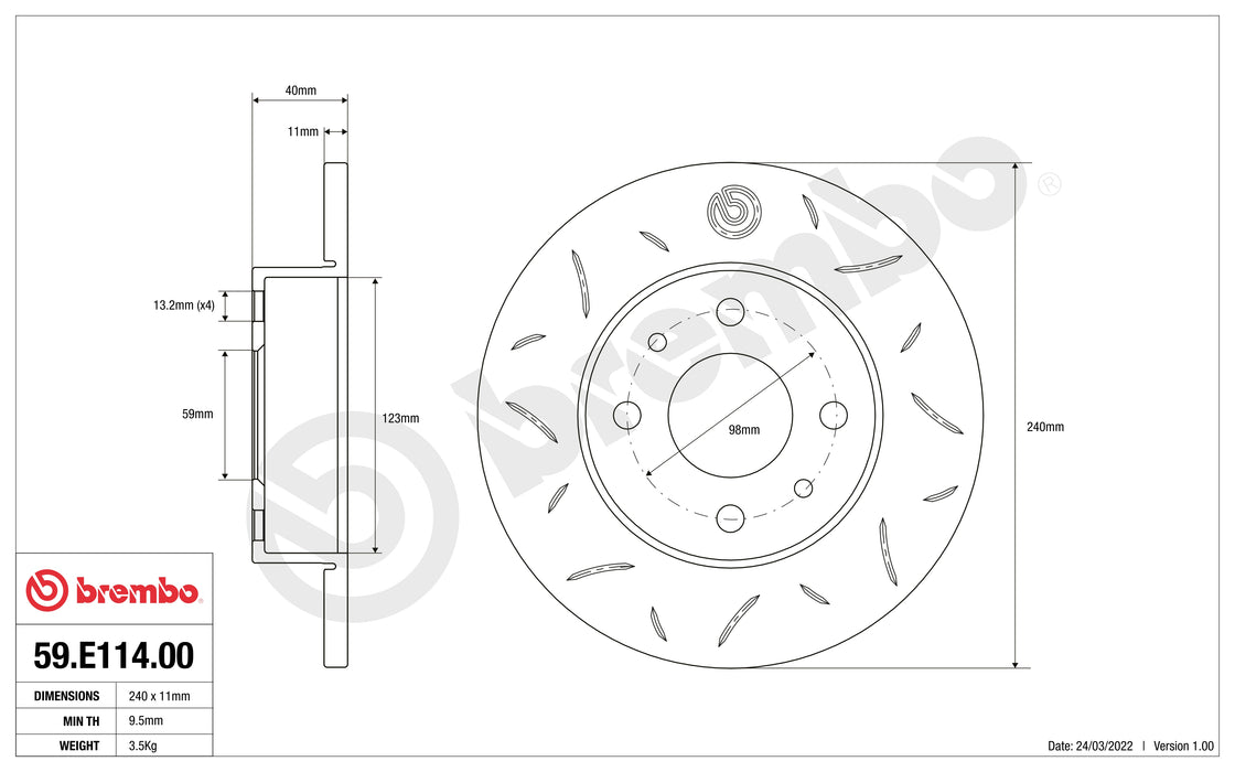 Dischi posteriori "SPORT TY3" BREMBO - Abarth 500 / 595 / 695