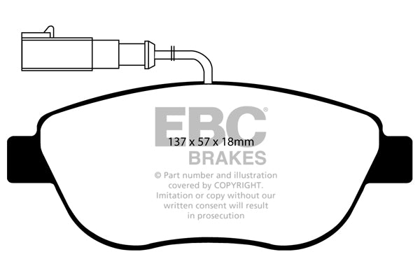 Pastiglie anteriori "YELLOWSTUFF" EBC BRAKES - Abarth 500 / 595 / 695