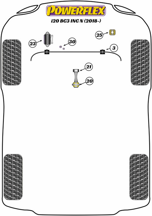 Boccola Barra Stabilizzatrice Anteriore 22mm POWERFLEX - Hyundai I20N