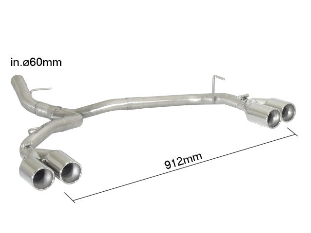 Tubo posteriore inox sdoppiato con terminali rotondi 2 / 2x80 mm sfalsati BMW Serie1 E81-E82-E87-E88 2004>>2013 - Autobox