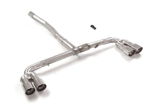 Tubo posteriore Gr. N inox sdoppiato con terminali rotondi 2 / 90 mm Sport Line
 Esclude valvola OEM. L'attuatore della valvola originale va scollegato dallo scarico con l'innesto dell’emulatore in dotazione. MERCEDES Classe A(W177) 2018>> - Autobox