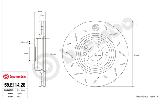 Disco Brembo Sport 59.E114.28 - Autobox