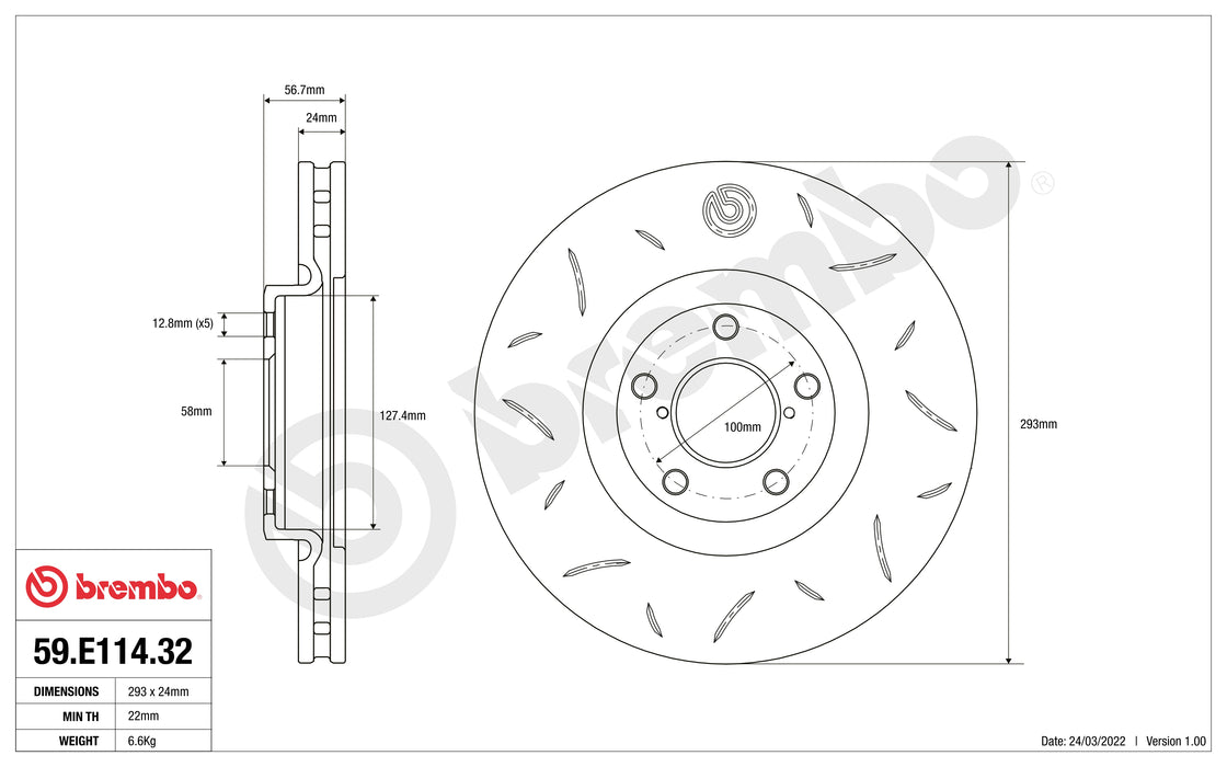 Disco Brembo Sport 59.E114.32 - Autobox