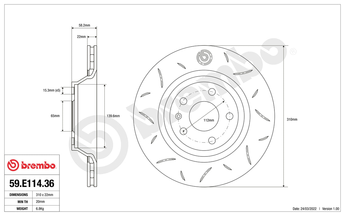 Disco Brembo Sport 59.E114.36 - Autobox