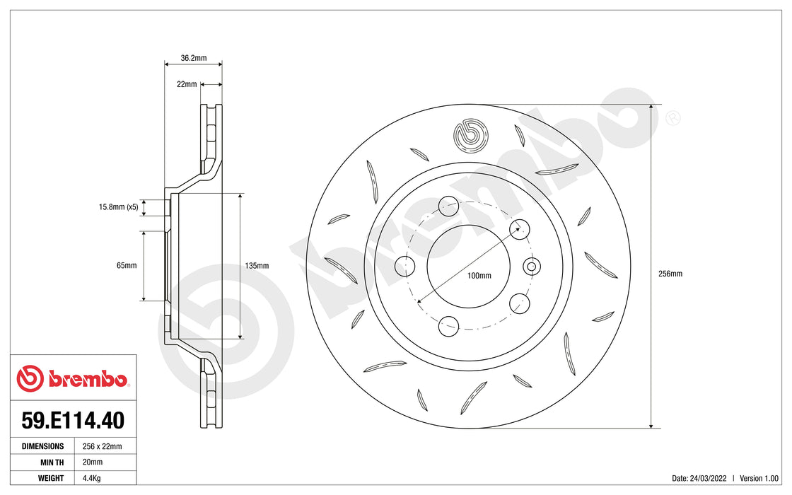 Disco Brembo Sport 59.E114.40 - Autobox