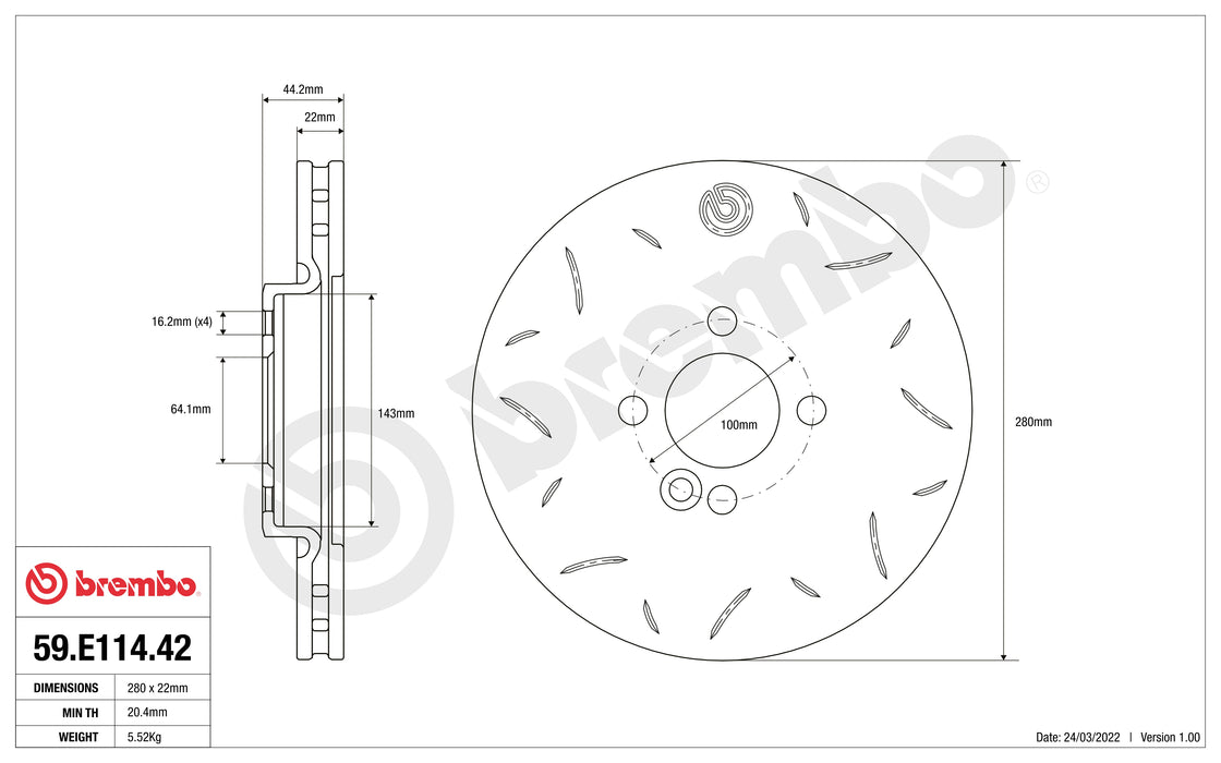 Disco Brembo Sport 59.E114.42 - Autobox