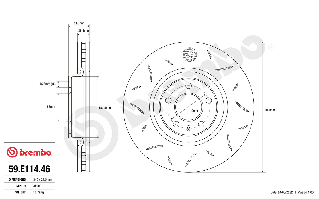 Disco Brembo Sport 59.E114.46 - Autobox