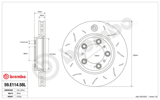 Disco Brembo Sport 59.E114.58L - Autobox