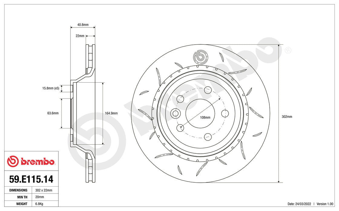 Disco Brembo Sport 59.E115.14 - Autobox