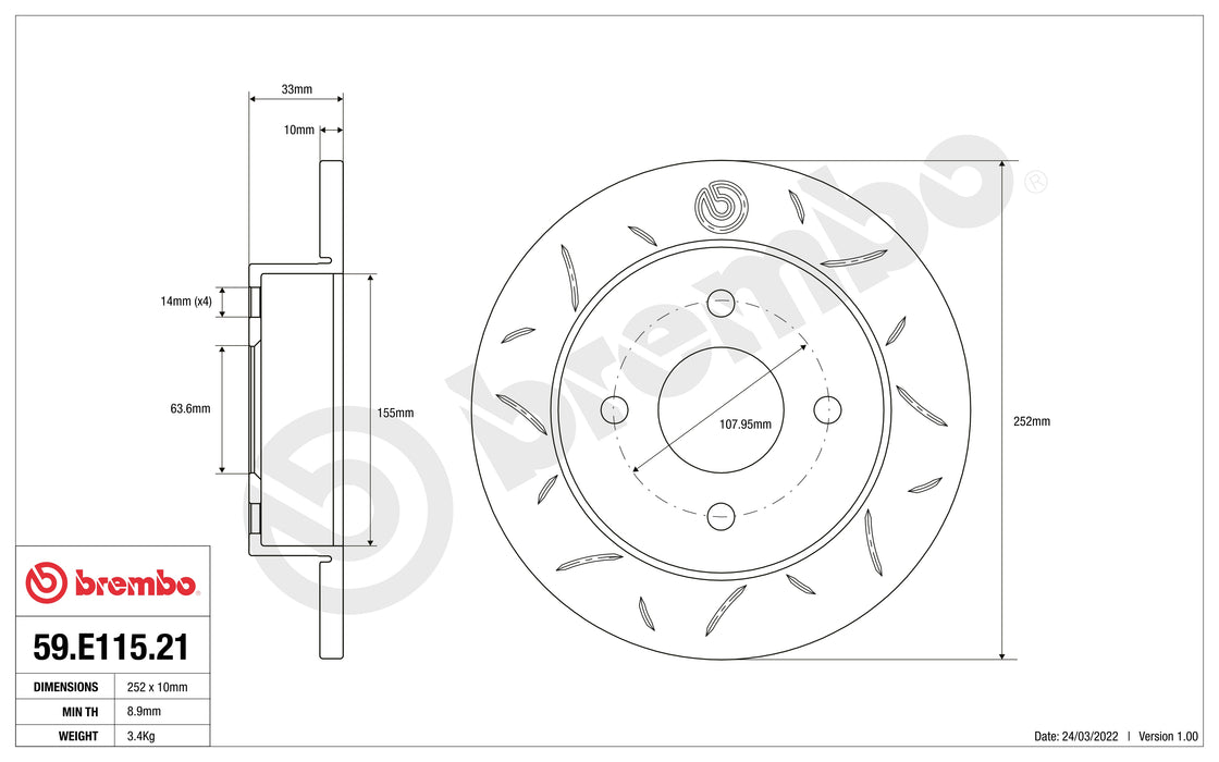 Disco Brembo Sport 59.E115.21 - Autobox